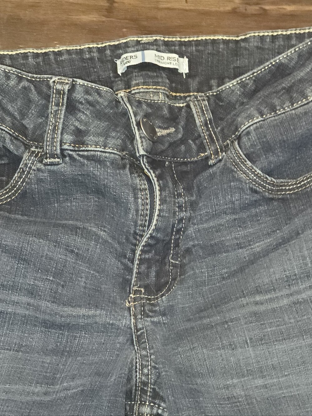 Riders by Lee Mid Rise Straight Leg Jeans Womens 8 Petite Dark Wash Petite - Picture 4 of 14